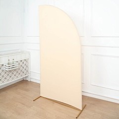 7 ft x 3 ft BEIGE Matte Fitted Spandex Half Moon Arch Stand Cover Wedding