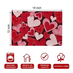 Seliem Red Pink Love Hearts Placemats Set of 4, 12»X18»,