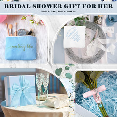 Something Blue Wedding Gift Set – Embroidered Handkerchief Angel Bouquet Charm B