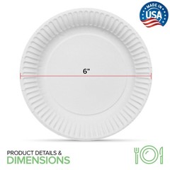 Stock Your Home 6-Inch Paper Plates Uncoated Everyday Disposable Dessert Plates