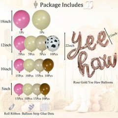 Cowgirl Balloon Arch Kit, Brown Pink Ivory White Cow Print Balloons with «Yee…