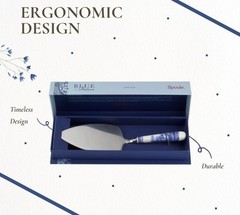 Spode Blue Italian Cake Server Knife with Porcelain Handle, 10″ – Blue White