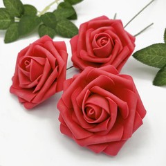 US Ship 25pcs Artificial Foam Rose Flower with Stem Decoration for Wedding Party