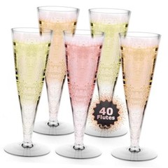 Plastic Champagne Flutes Disposable Wine Glasses – Pack of 1(40 Count) Clear