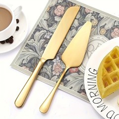 2 Pieces Stainless Steel Silvery Cake Knife and Server Set Cutting Slicing