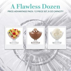 12 Pack Acrylic Ice Cream Bowls – 8 Oz Clear Plastic Dessert Cups Footed Ice