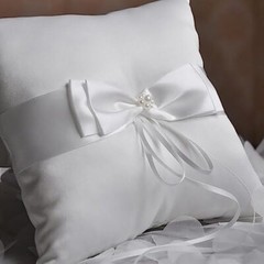 Faux Pearl Satin Ring Pillow Wedding Ring Bearer Cushion Ring Display Pillow