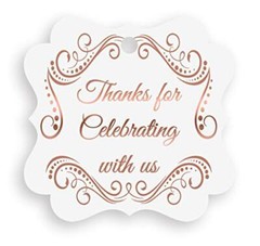 Fancy Frame Gift Tags, Thank You Tags, Rose Gold Foil Rose Gold Tags Frame 1