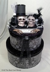 Halloween Wedding Decoration,card box,skulls,personalized,black,round,fabric,