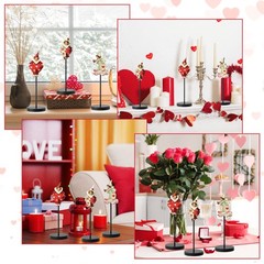 L1rabe Valentine’s Day Table Decorations 7.8cm x 6.7cm x 1.2cm, Red; Yellow