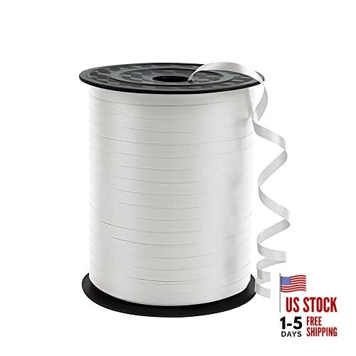 Premium Curling Ribbon, 1/5″ Wide x 500 Yards Christmas 1/5″ x 500 Yards White