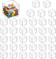 36 Pack Acrylic Square Cube Small Clear Box With Lids Treat Gift Boxes Candy Sto