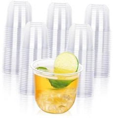 100 Pcs Disposable Stemless Glasses 12oz Crystal Plastic Clear-100pcs-12oz