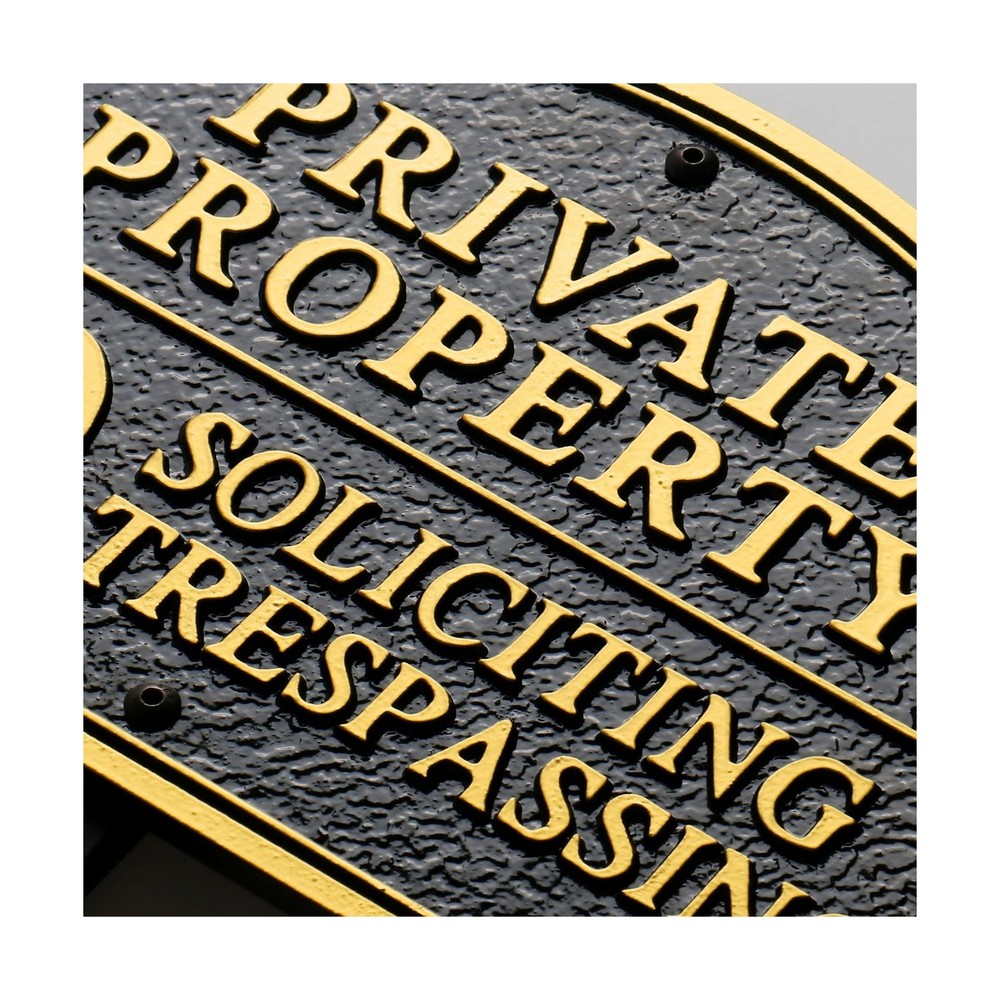 Private Property No Soliciting No Trespassing Statement Plaque,Solid Metal Ca…