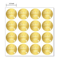 1.5 Inch Thank You Stickers, 480 White Script on Gold Foil Stickers for Small…
