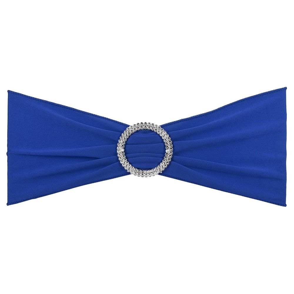 10Pcs 14″x5″ Stretch Chair Sashes Bows Chair Bands Sash with Buckle Blue