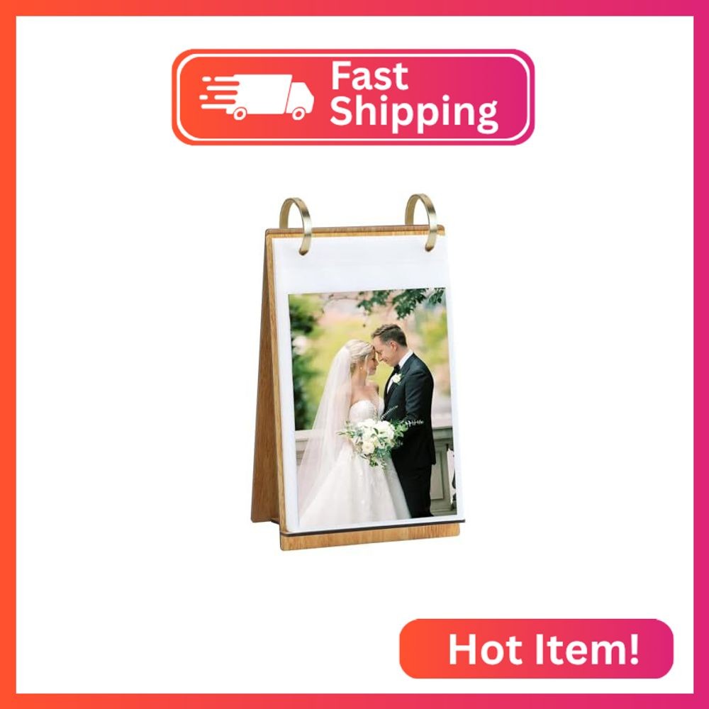 ZEEYUAN 4×6 Photo Frame Flip Photo Album on Stand Vertical Display for Tabletop,