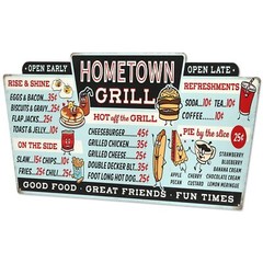 Hometown Grill Menu Metal Wall Decor – Large Distressed Menu Sign for Kitchen…
