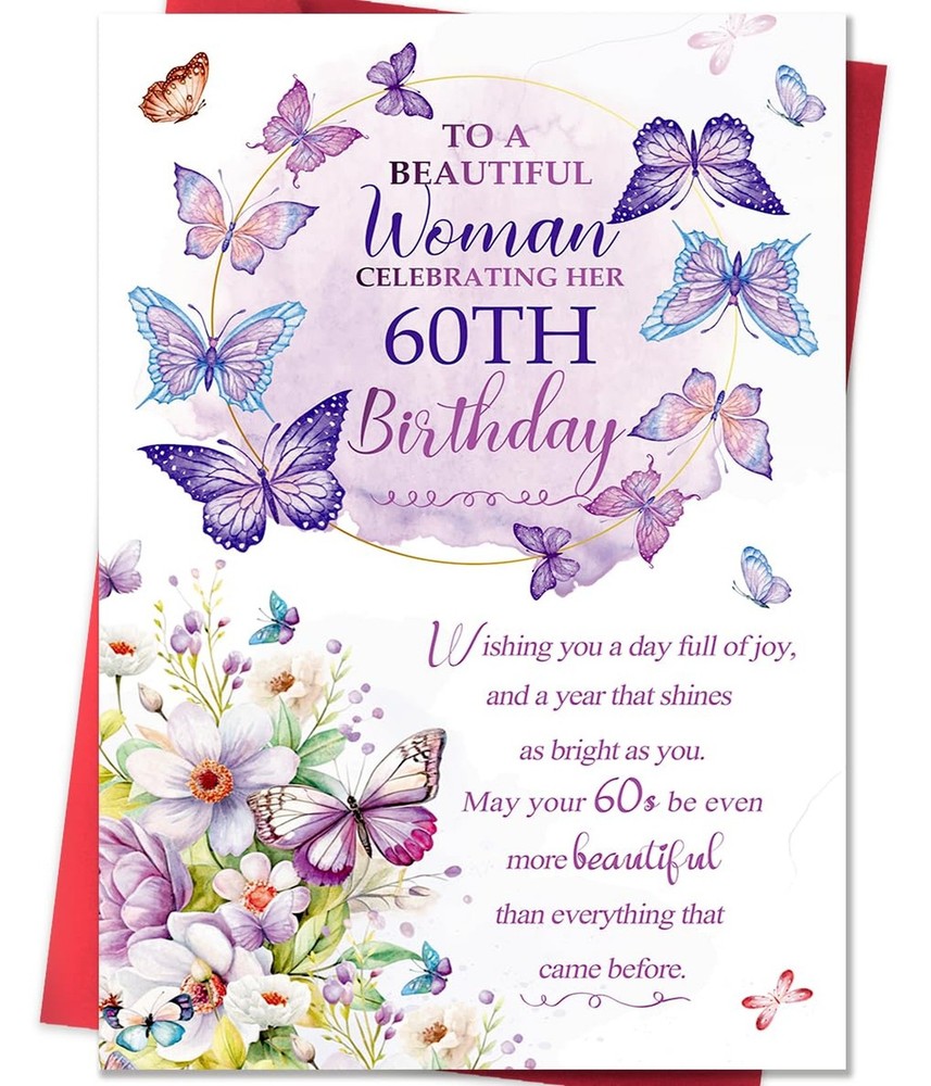 Beixian 60th Birthday Card, 60th Birthday Decorations for Women, Happy 60 Yea…