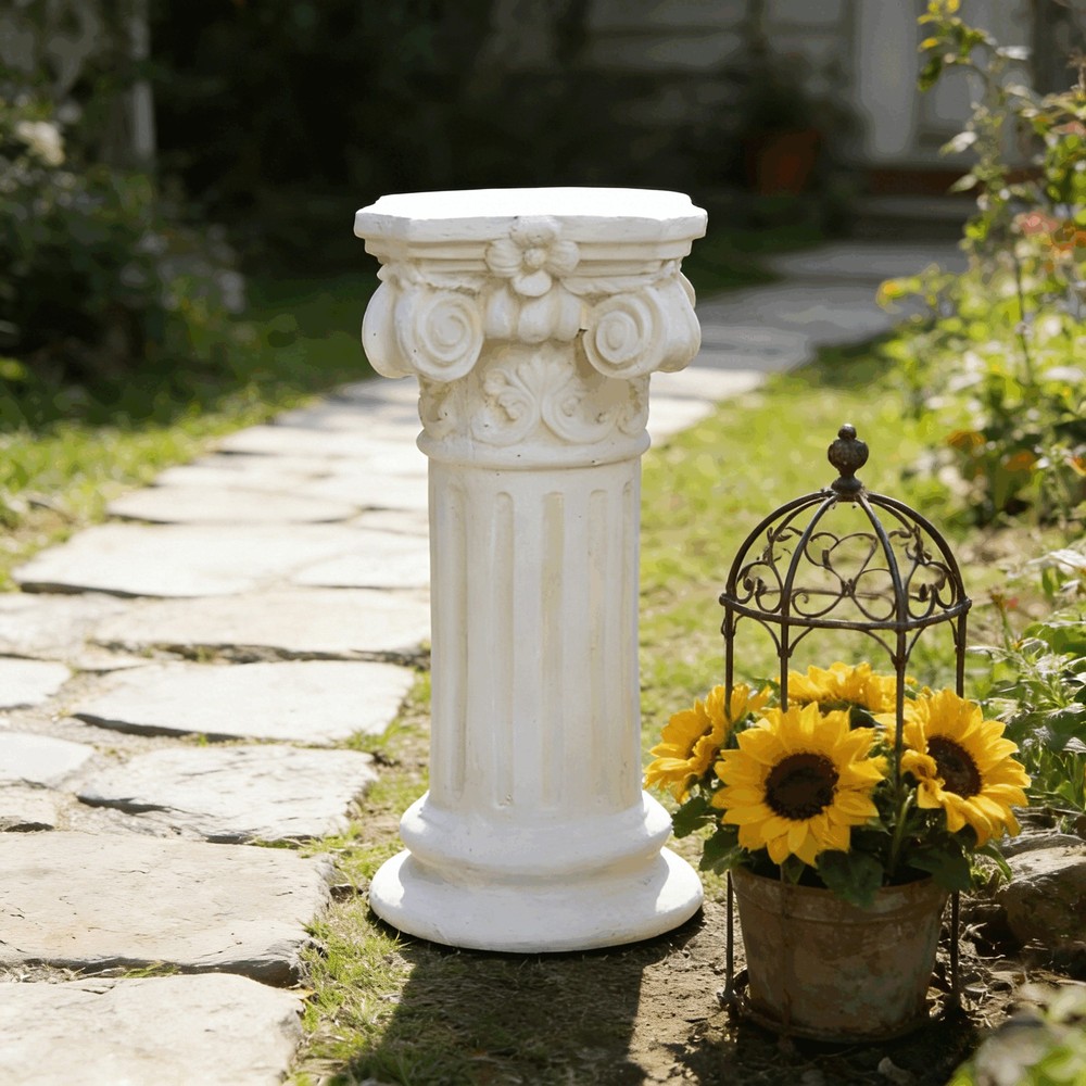 12″Retro Elegant White Ancient Greek Style Roman Column for Garden Decoration