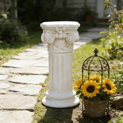 12″Retro Elegant White Ancient Greek Style Roman Column for Garden Decoration