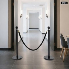 Crowd Control Barriers, Stanchion Posts with Ball Top – Durable Steel Set