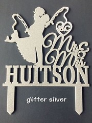 Personalized Fishing Wedding Cake Toppers Initials Mermaid Bride Groom Toppers