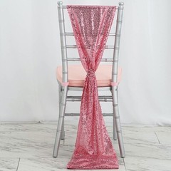 Extra Wide PINK Premium Sequined Chair Sashes Wedding Party Events Decorations