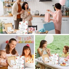 Strawberry Bow Baby Shower Advice Cards Box, Babies Party Decor Gifts, Baby S…