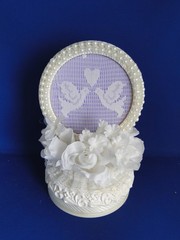 New Vintage Wilton «Love Birds in Lace » Wedding Cake Top, Lilac , 109-3001