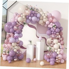 173Pcs Balloon Arch Garland Kit, Double-stuffed Pink White Sand Dusty Purple