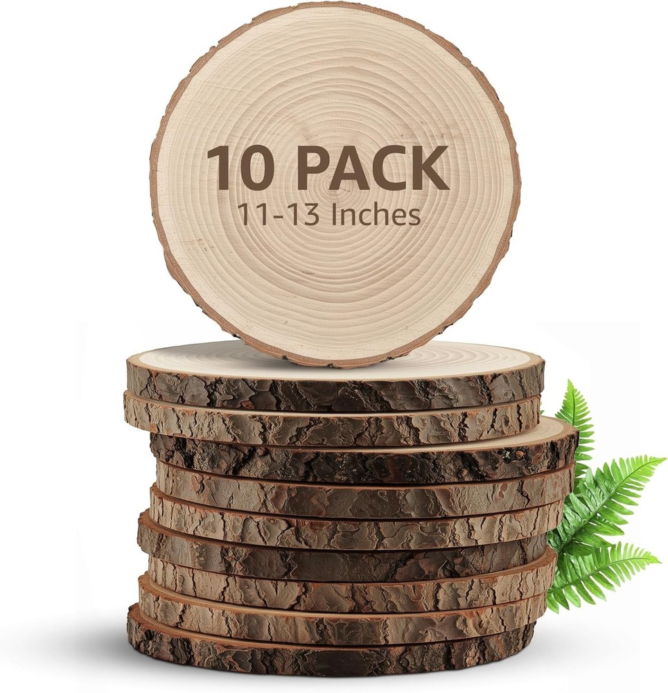 10 Pack of Large Wood Slices – Perfect for Centerpieces & DIY Crafts, 11-13 in