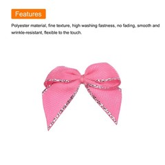 100Pcs Mini Metallic Edge Ribbon Bow 1″ Flower Bows Soft Silver Edge Pink