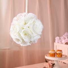 2 CREAM 7″ Silk Roses Flowers Kissing Balls Wedding Party Events Centerpieces