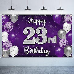 Happy 23rd Birthday Decorations,23rd Purple & Silver Balloon Large Birthday B…