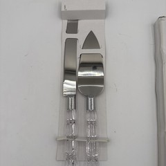 Crystal Clear Home 2 Piece Acrylic & Stainless-Steel Cake Serving Set New W/ Bx