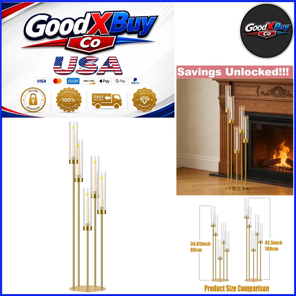 Gold 42in 1 Set Candelabra Centerpiece for Weddings & Events