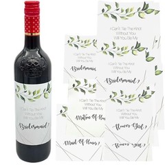 Bridesmaids Wine Labels Set of 16 Green Greenery Bridal Party Favors. I Can’t T