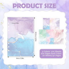 100 Sheets Marble A5 Refills Papers for Planner Insert Binder, 120GSM Thick Colo