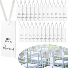 Kosiz 24 Pack Reserved Chairs Signs with Ribbon for Wedding Reception Party R…