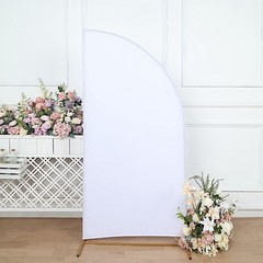 6 ft x 3 ft Matte WHITE Fitted Spandex Half Moon Backdrop STAND COVER Party