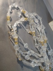Vintage WEDDING LASSO~GLASS & ACRYLIC BEADS GOLD CROSS LAZO DE BODA~Religious