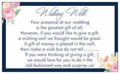 50 x WHITE WISHING WELL CARDS wedding invitations gifts navy blue pink floral