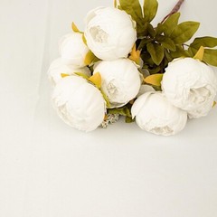 WHITE 2 Bouquets 19″ Silk Peony FLOWERS Artificial Floral Bushes Party Events