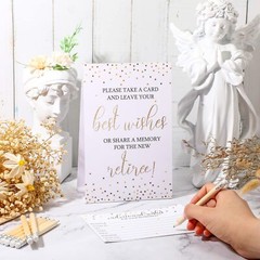 50 Pieces Gold Retirement Party Advice Cards 10 Pencils Supplies Decor