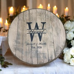 Bourbon Barrel Head, Wedding Guest Book, Custom Rustic Wedding Sign