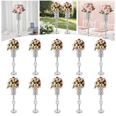 10Pcs Crystal Vase for Centerpieces with Crystal Beads Wedding Vase for Table