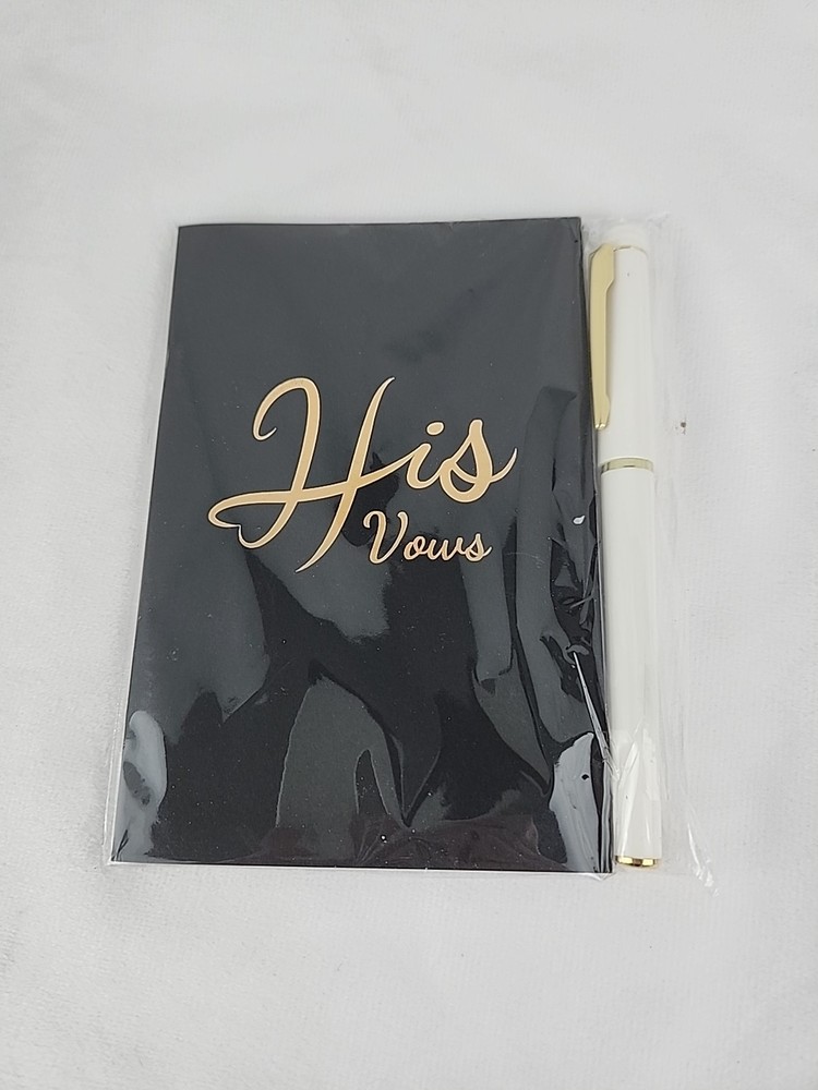 His Vows Black Wedding Book 5.9″x3.9″ New Sealed With Pen