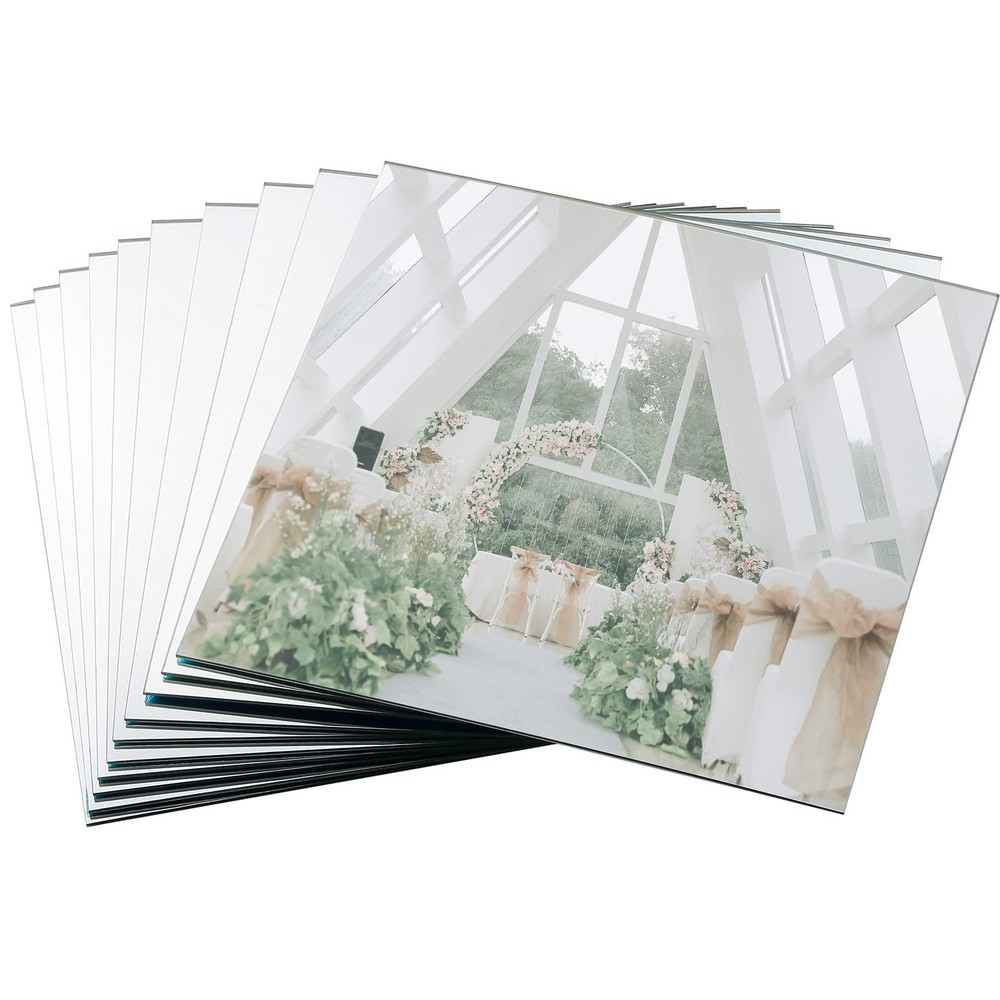 Mwellewm 12 Pcs Mirror Centerpieces for Tables, Acrylic Square-10″, Clear