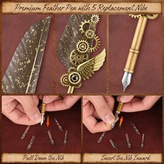 Quill Pen and Ink Set,Calligraphy Pen Set for beginners,Feather Pen Set with …